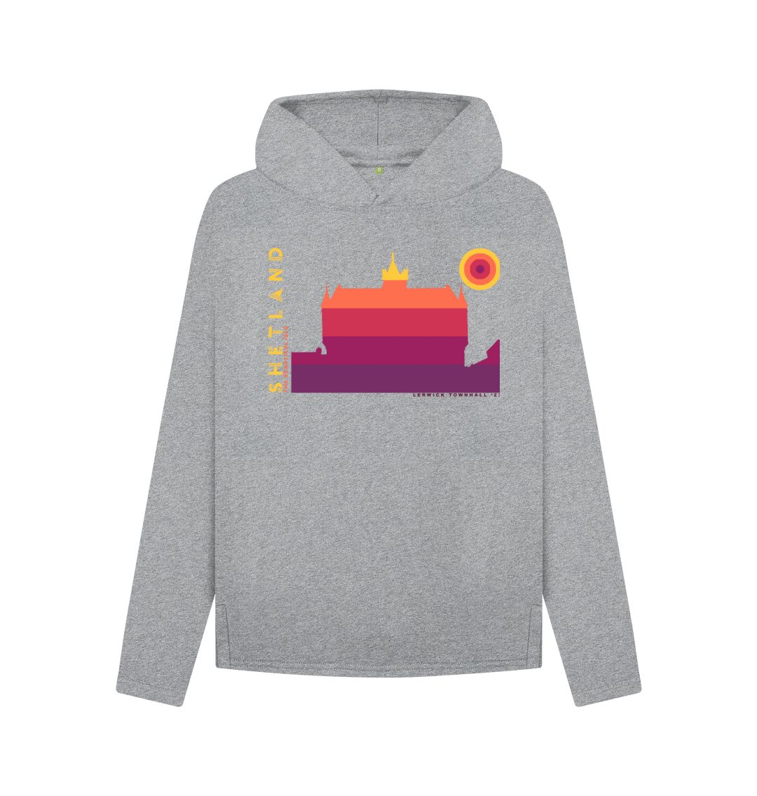 Athletic Grey Lerwick Townhall Sunset Womans Hoody | Shetland, The Beautiful Isle