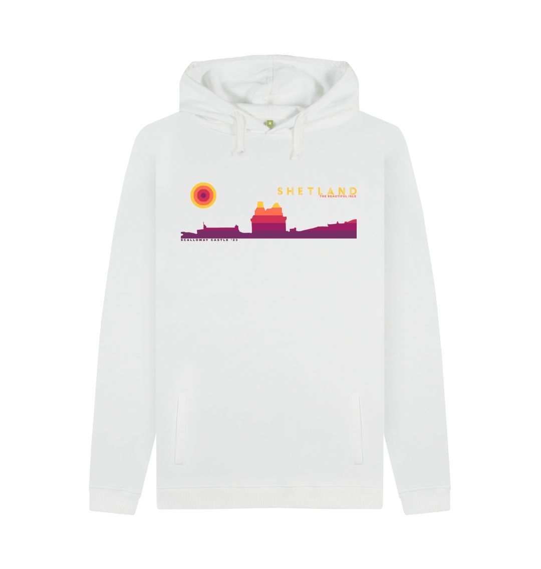 White Scalloway Castle Sunset Mens Hoody | Shetland, The Beautiful Isle