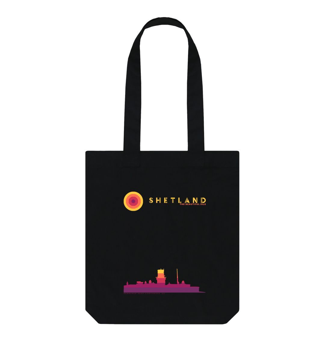Black Sumburgh Lighthouse Sunset Tote Bag | Shetland, The Beautiful Isle