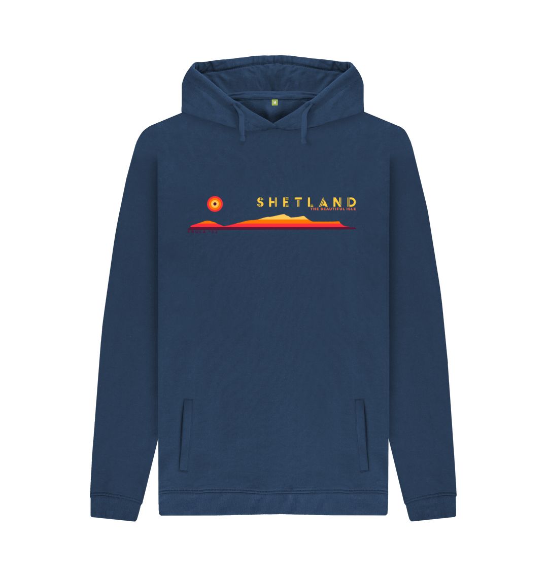 Navy Foula Sunset Mens Hoody | Shetland, The Beautiful Isle