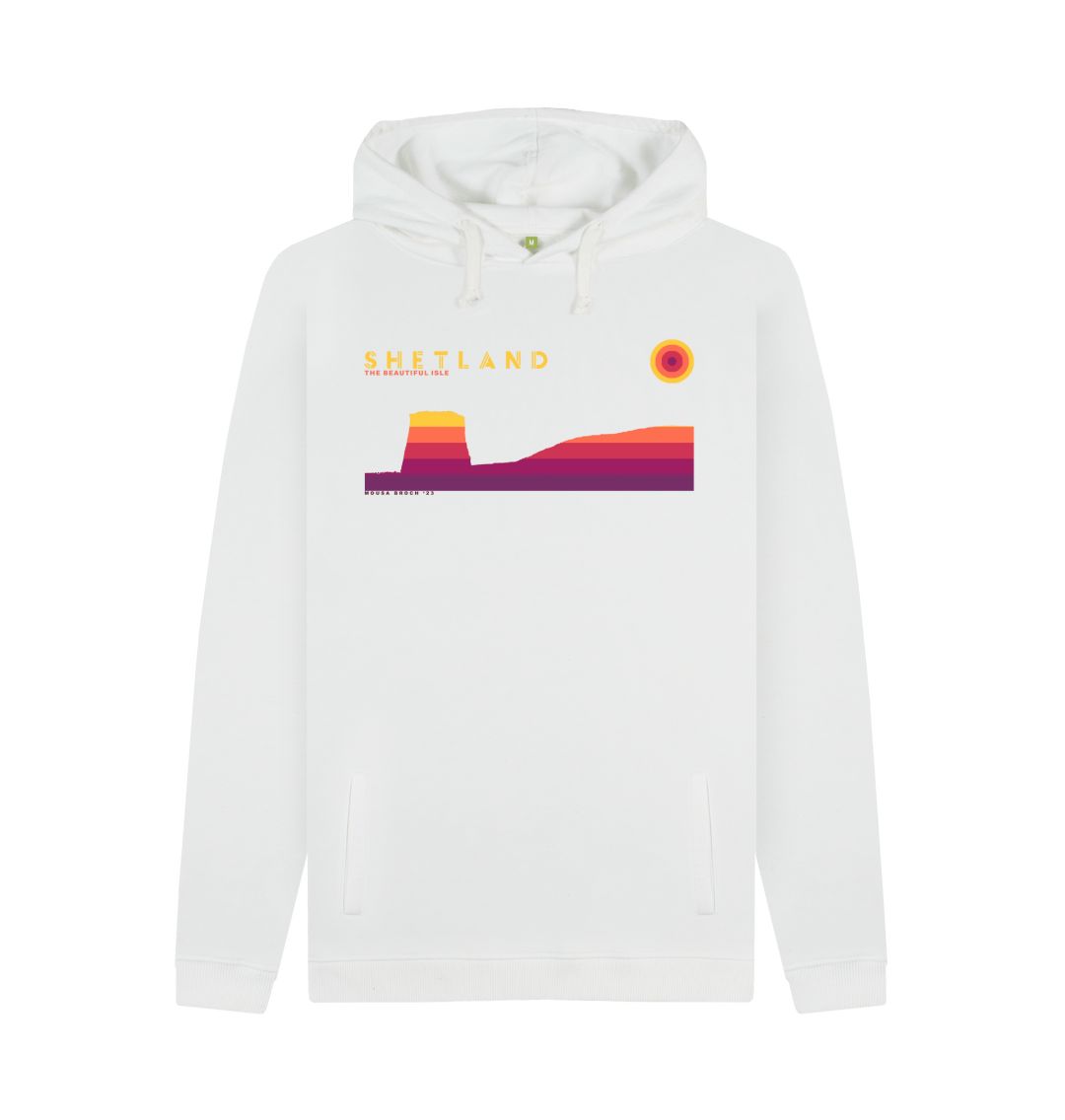 White Mousa Broch Sunset Mens Hoody | Shetland, The Beautiful Isle