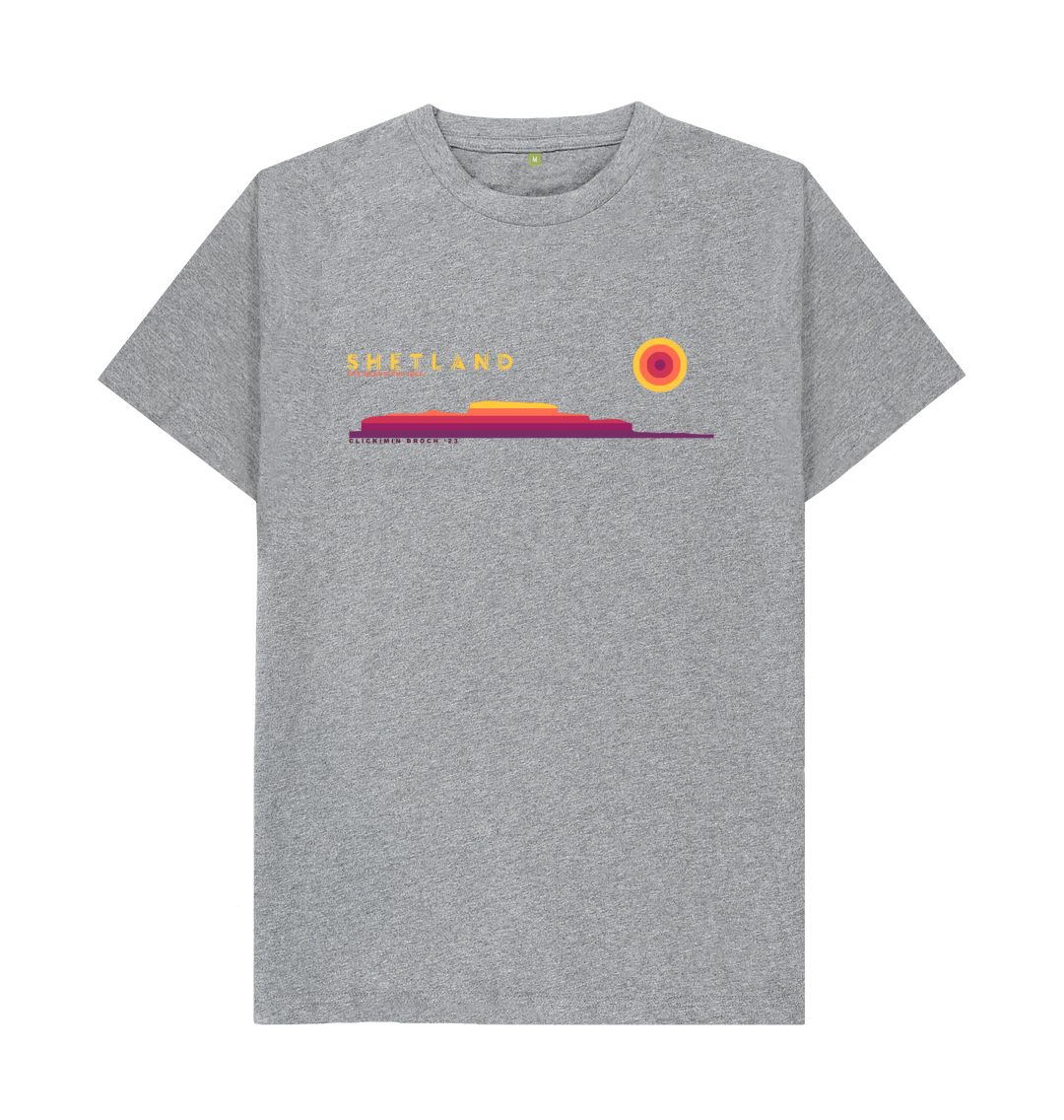 Athletic Grey Clickimin Broch Sunset Mens T-Shirt | Shetland, The Beautiful Isle