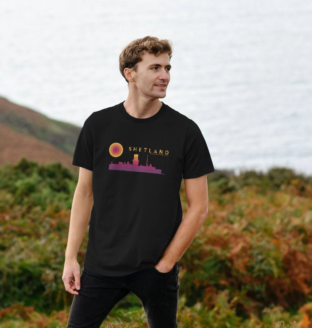 Sumburgh Lighthouse Sunset Mens T-Shirt