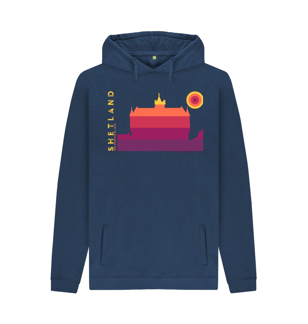 Navy Lerwick Townhall Sunset Mens Hoody | Shetland, The Beautiful Isle