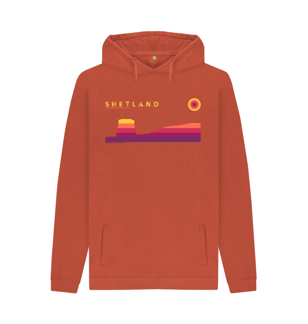 Rust Mousa Broch Sunset Mens Hoody | Shetland, The Beautiful Isle