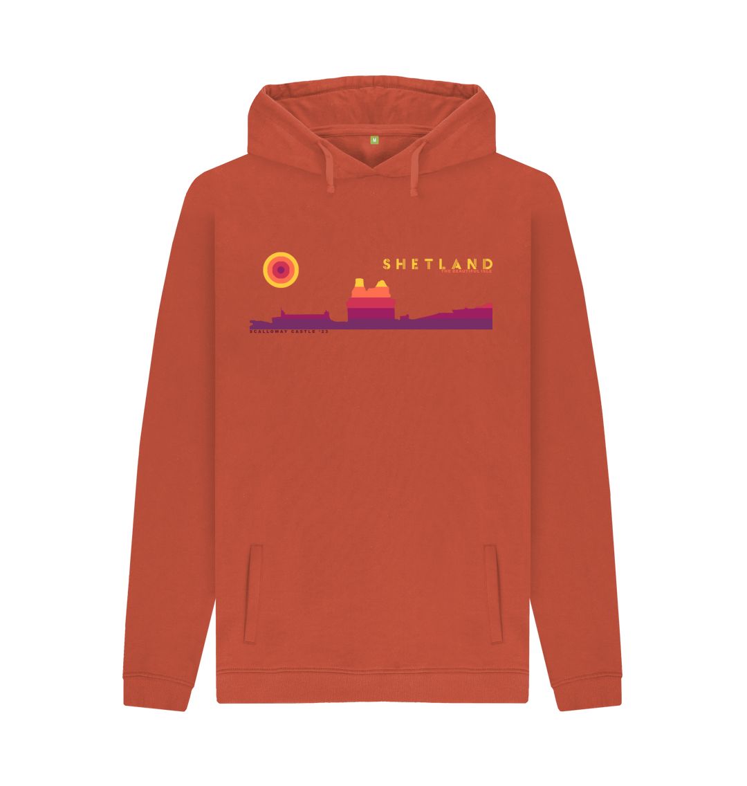 Rust Scalloway Castle Sunset Mens Hoody | Shetland, The Beautiful Isle