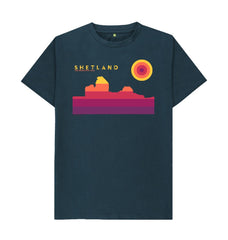 Denim Blue Jarlshof Sunset Mens T-Shirt | Shetland, The Beautiful Isle