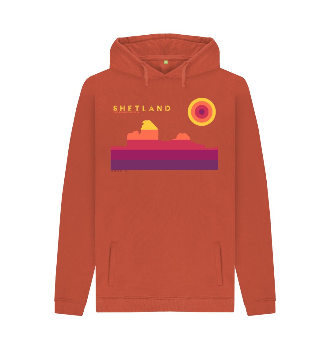 Rust Jarlshof Sunset mans Hoodie | Shetland, The Beautiful Isle