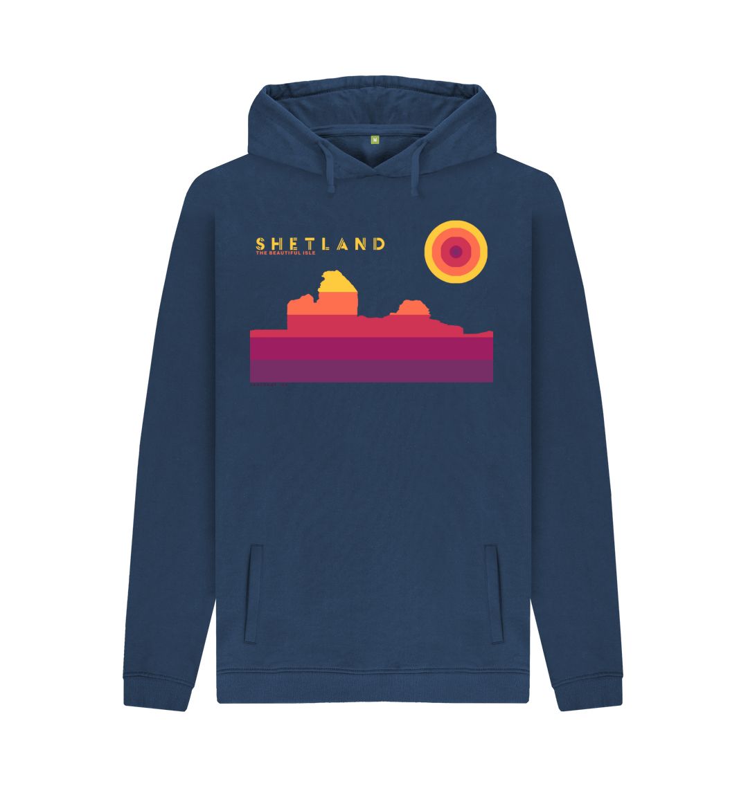 Navy Jarlshof Sunset mans Hoodie | Shetland, The Beautiful Isle