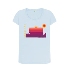 Sky Blue Lerwick Townhall Sunset Womans T-shirt | Shetland, The Beautiful Isle