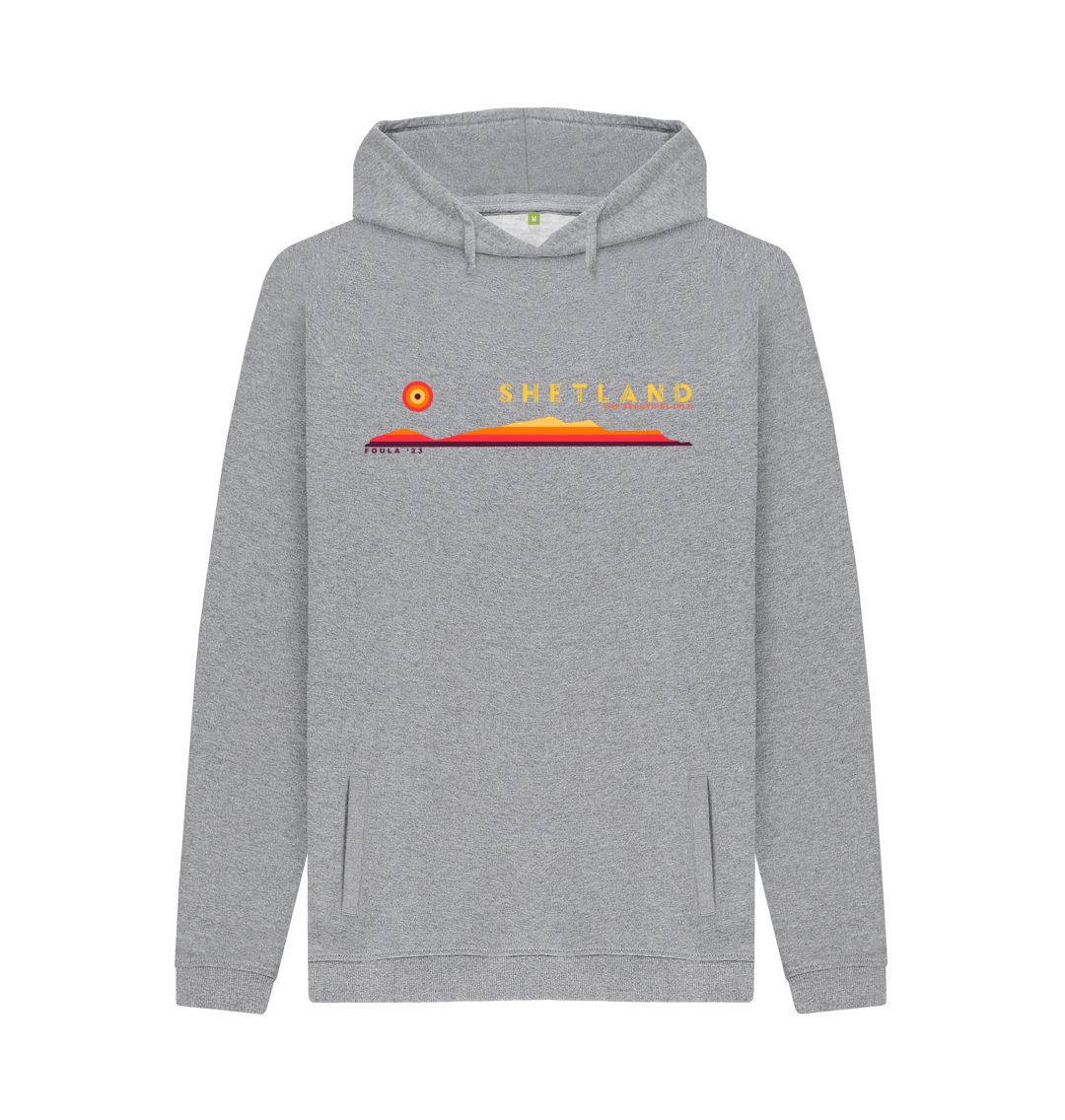 Light Heather Foula Sunset Mens Hoody | Shetland, The Beautiful Isle