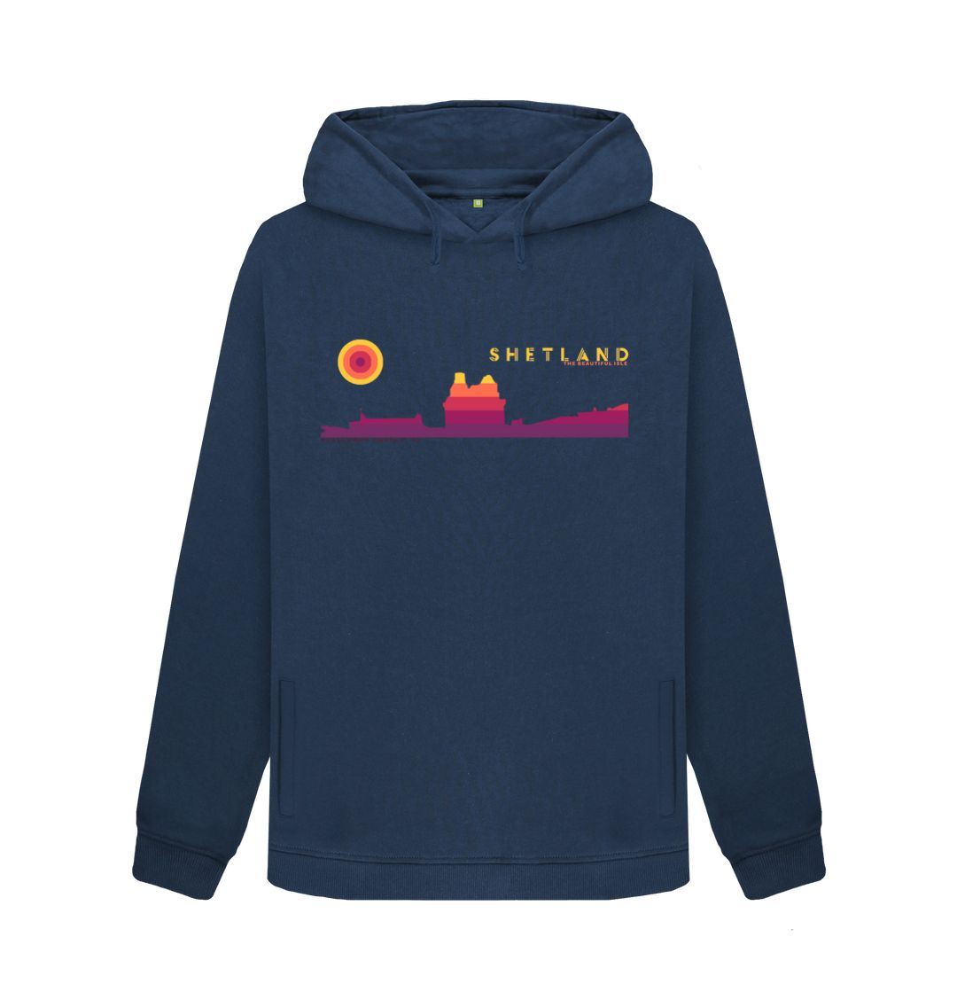 Navy Blue Scalloway Castle Sunset Womans Hoody