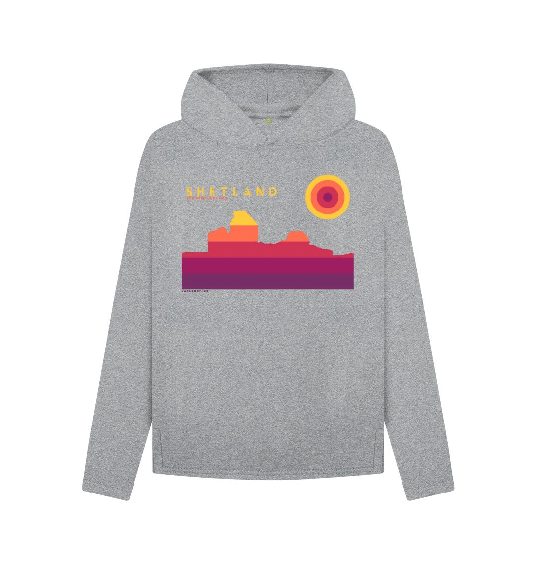 Athletic Grey Jarlshof Sunset Womans Hoodie | Shetland, The Beautiful Isle