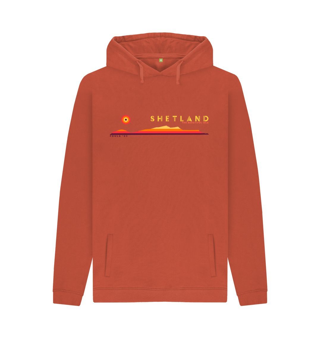 Rust Foula Sunset Mens Hoody | Shetland, The Beautiful Isle