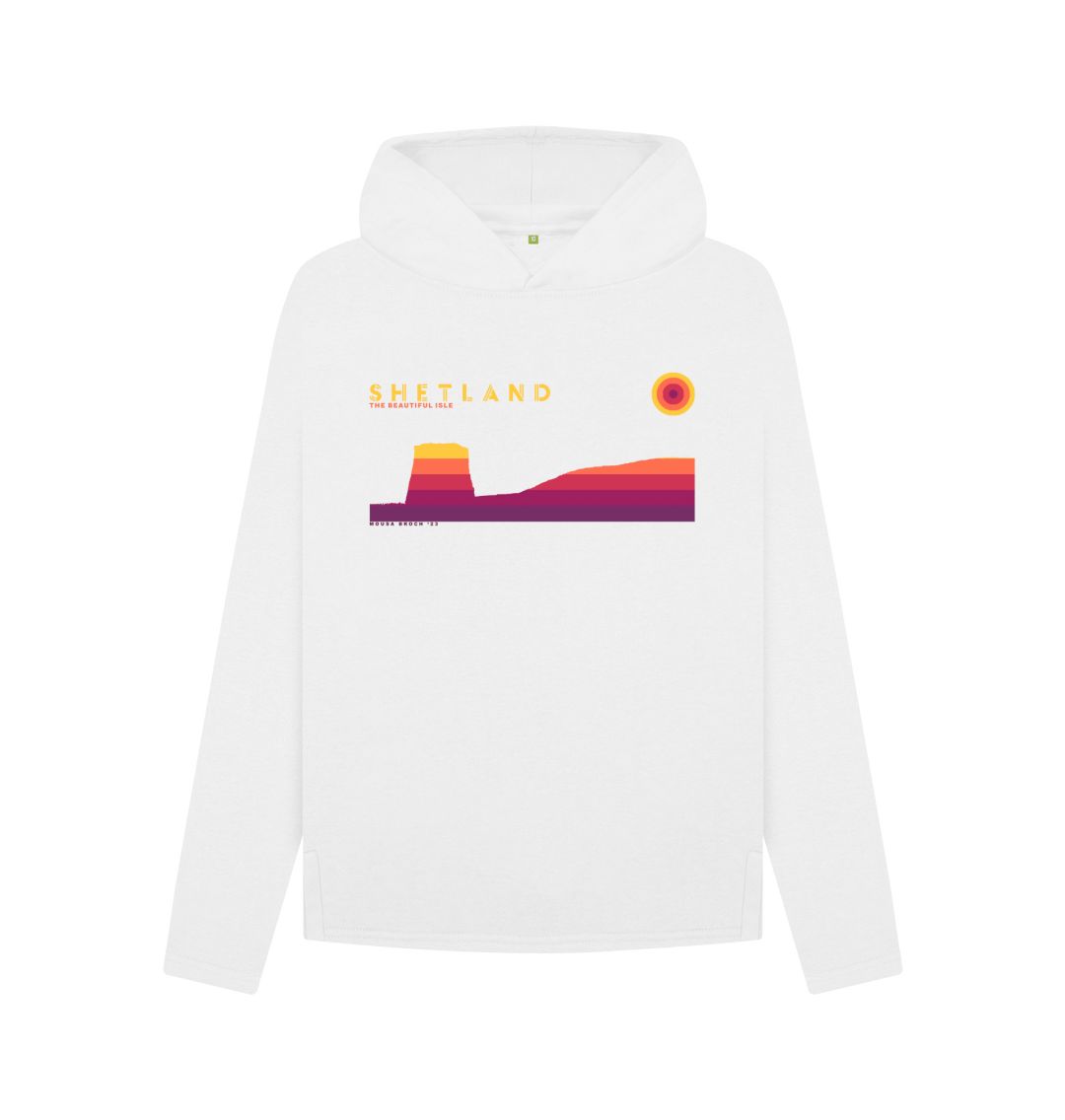 White Mousa Broch Sunset Womans Hoody | Shetland, The Beautiful Isle