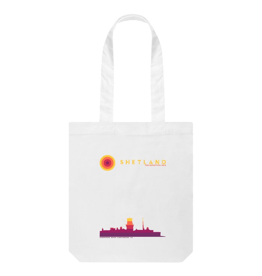 White Sumburgh Lighthouse Sunset Tote Bag | Shetland, The Beautiful Isle