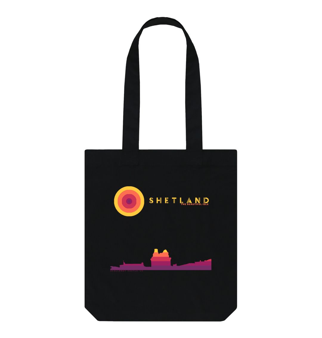 Black Scalloway Castle Sunset Tote Bag | Shetland, The Beautiful Isle