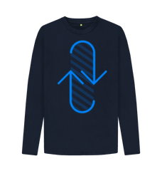 Navy Blue Steampunk Arrow Mens Long-sleeved T-Shirt