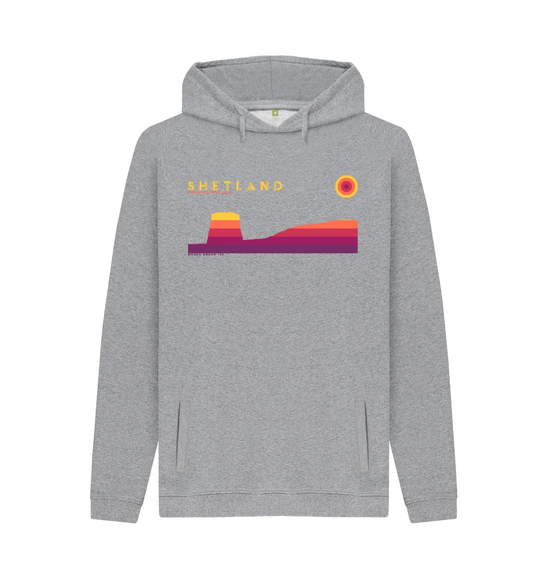 Light Heather Mousa Broch Sunset Mens Hoody | Shetland, The Beautiful Isle