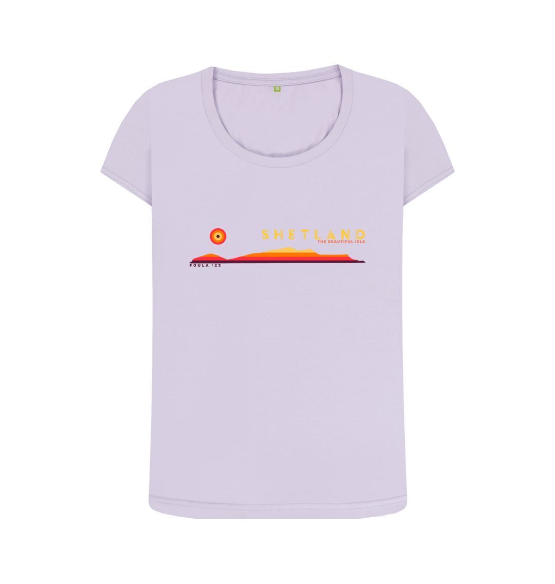 Violet Foula Sunset Womans T-shirt | Shetland, The Beautiful Isle