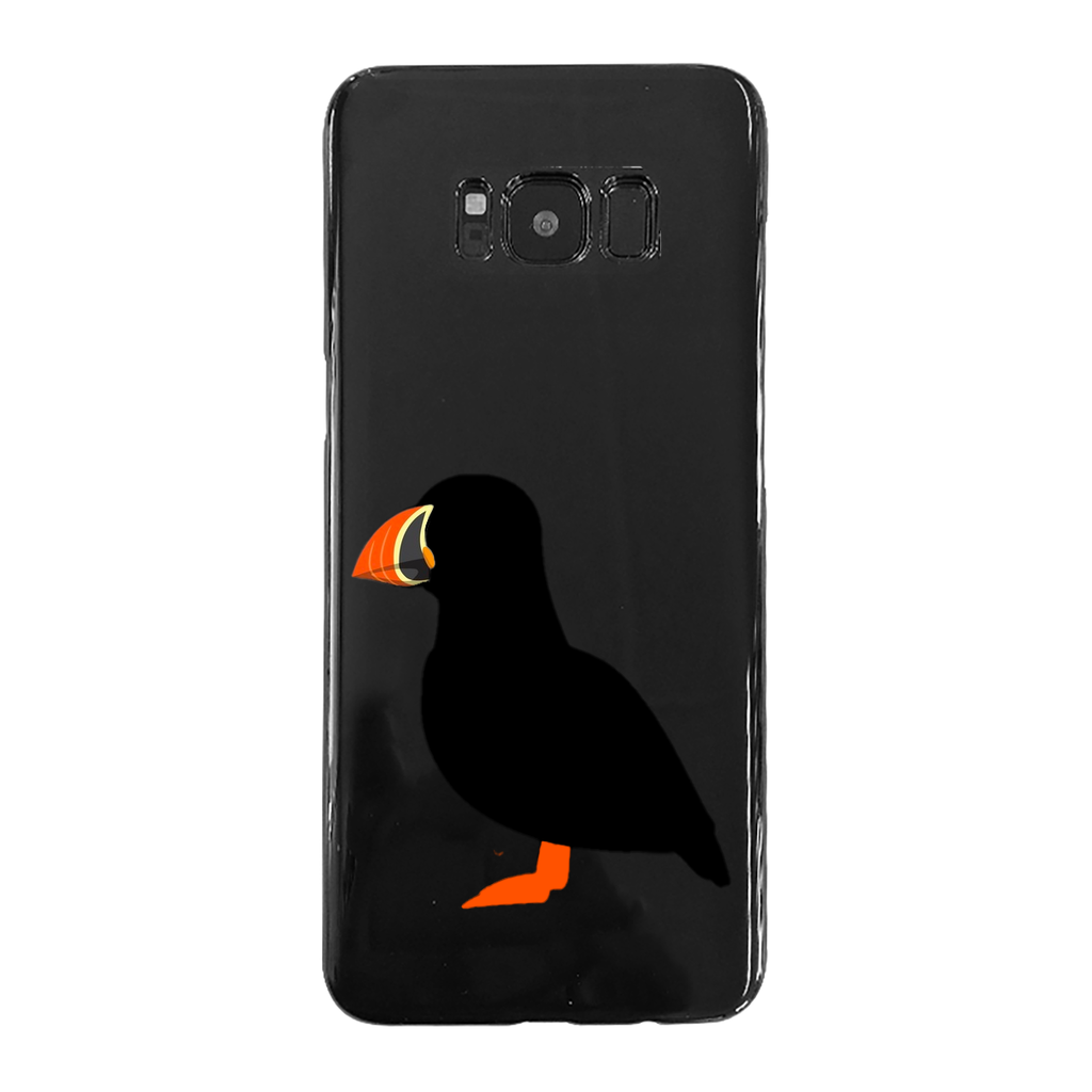 Puffin Printed Black Soft Phone Case
