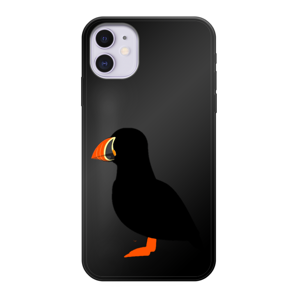Puffin Printed Black Soft Phone Case