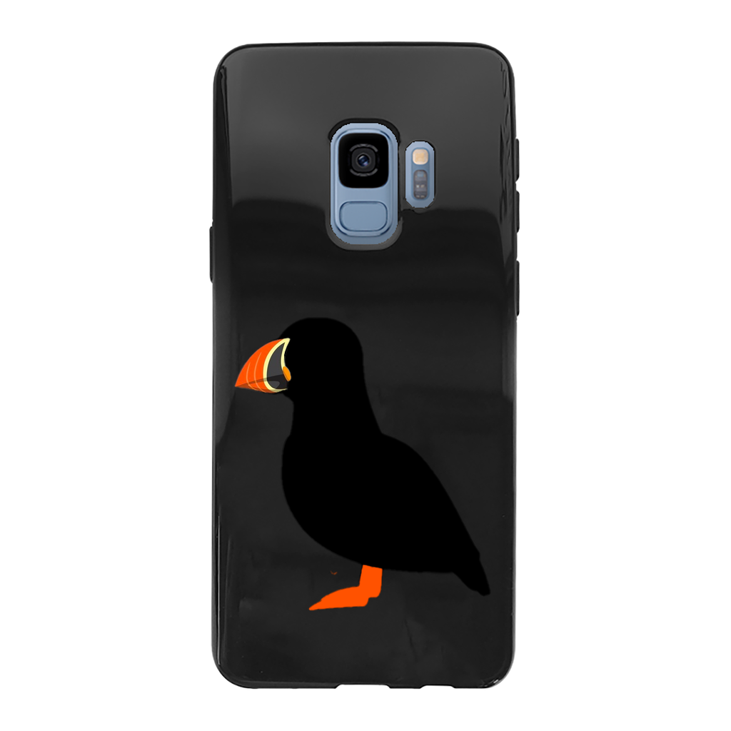 Puffin Printed Black Soft Phone Case