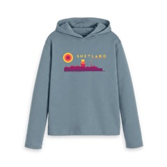 Stone Blue Printed Hoody Front