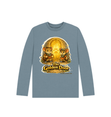 Stone Blue Printed Kids T-Shirt Front