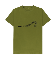 Moss Green Gender Inclusive T-Shirt Jumping + Lines