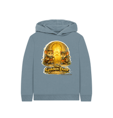 Stone Blue Printed Kids Hoodie Front