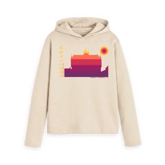 Oat Printed Hoody Front