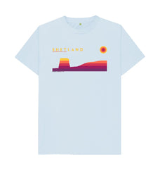 Sky Blue Mousa Broch Sunset mans T-shirt | Shetland, The Beautiful Isle