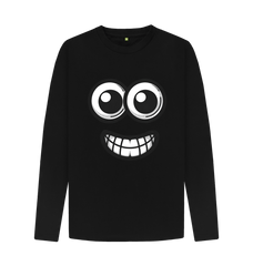 Black Googly Eyed Smile Mens Long-Sleeved T-shirt