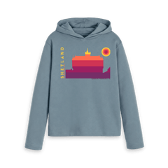 Stone Blue Printed Hoody Front
