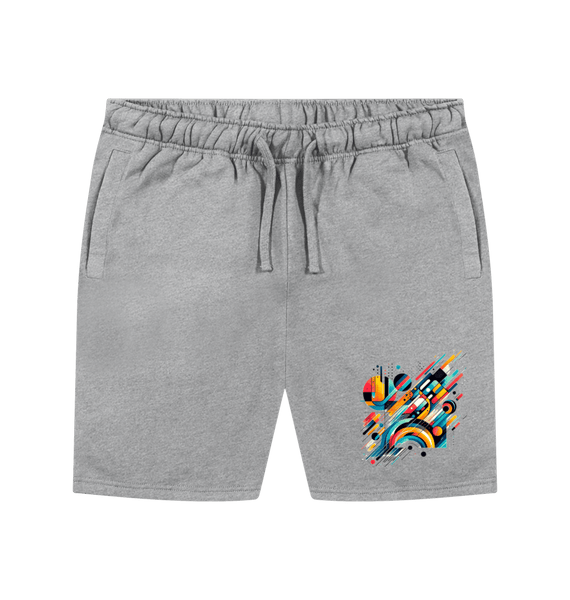 Athletic Grey Abstract Mens Shorts