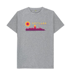 Athletic Grey Sumburgh Lighthouse Sunset Mens T-Shirt | Shetland, The Beautiful Isle