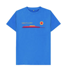 Bright Blue Clickimin Broch Sunset Mens T-Shirt | Shetland, The Beautiful Isle