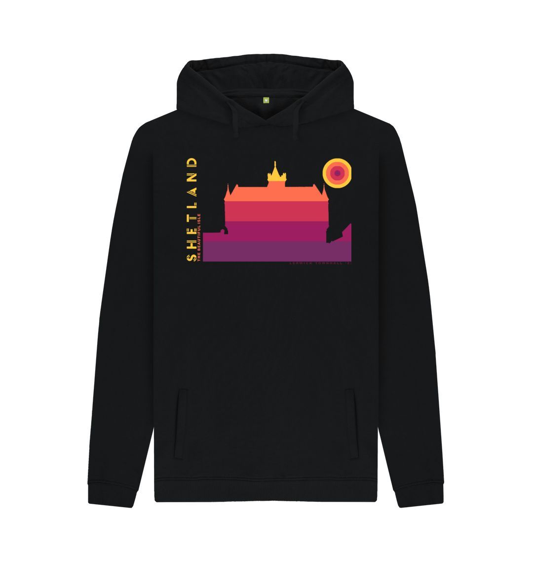Black Lerwick Townhall Sunset Mens Hoody | Shetland, The Beautiful Isle