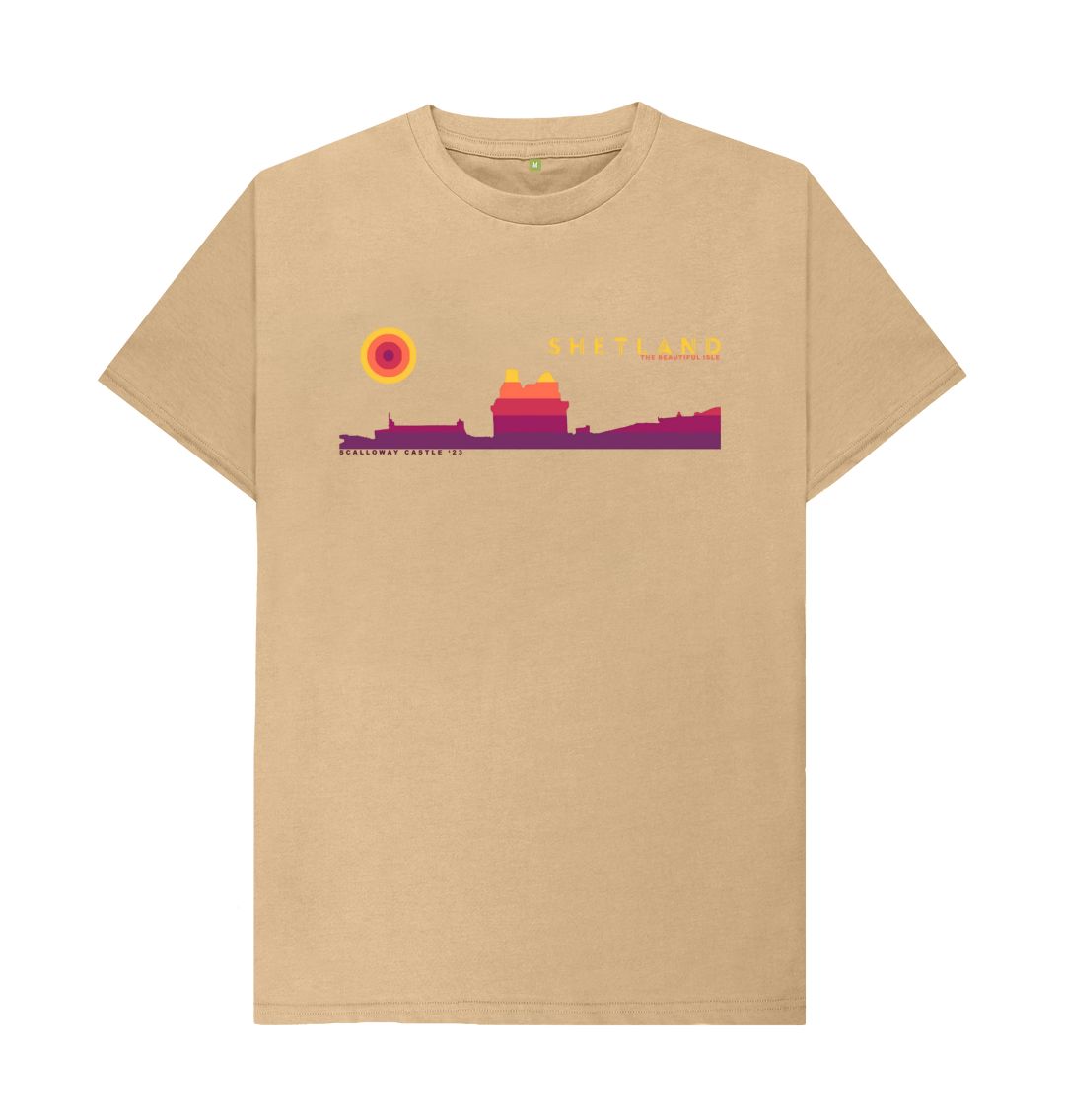 Sand Scalloway Castle Sunset Mens T-Shirt | Shetland, The Beautiful Isle