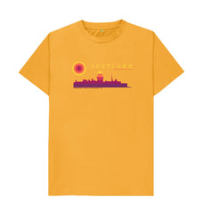 Mustard Sumburgh Lighthouse Sunset Mens T-Shirt | Shetland, The Beautiful Isle