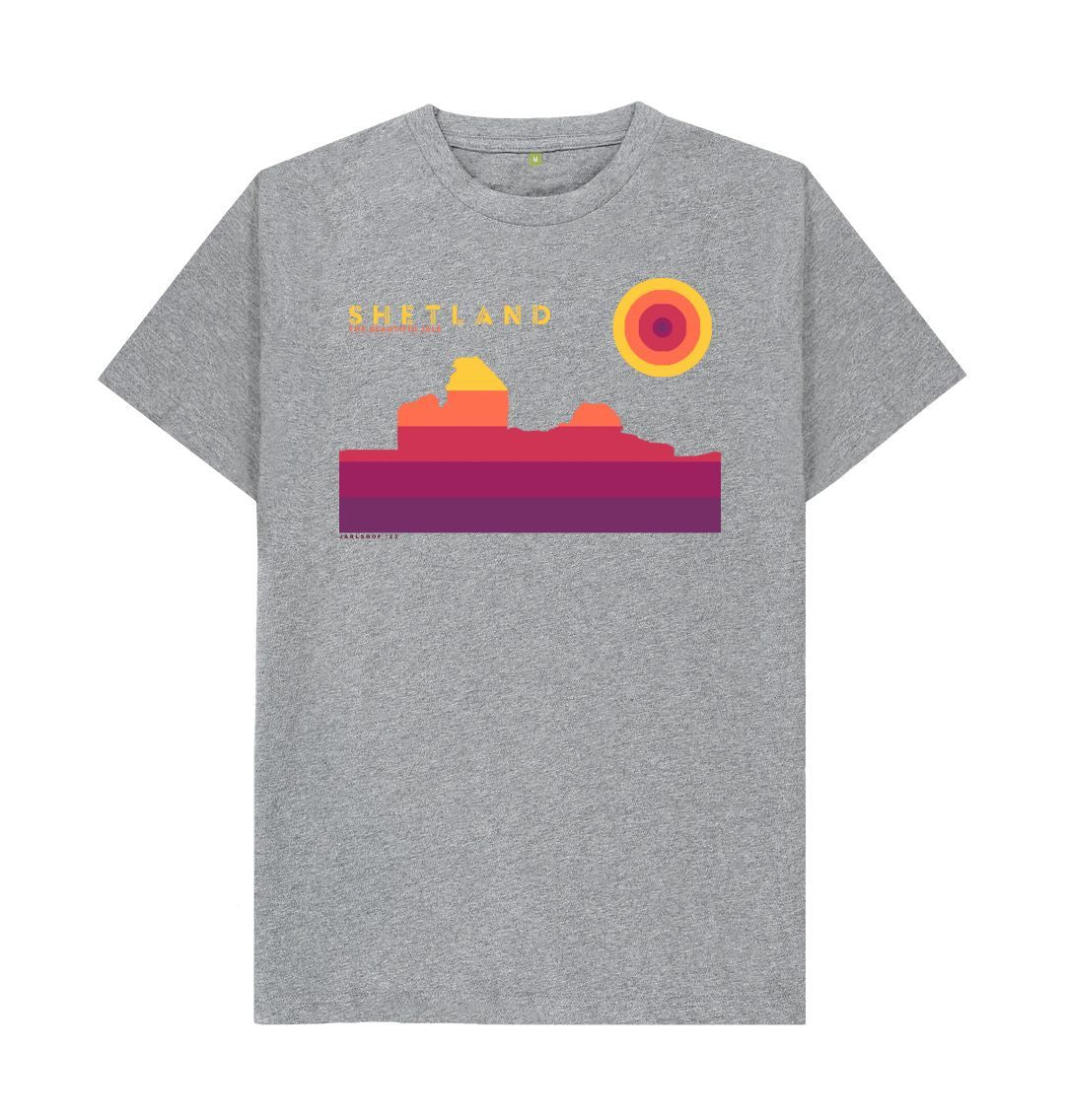 Athletic Grey Jarlshof Sunset Mens T-Shirt | Shetland, The Beautiful Isle