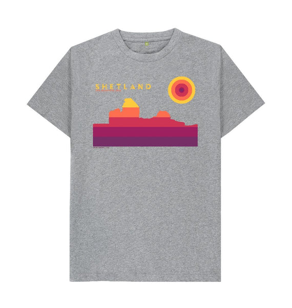 Athletic Grey Jarlshof Sunset Mens T-Shirt | Shetland, The Beautiful Isle