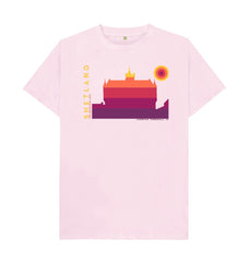 Pink Lerwick Townhall Sunset Mens T-Shirt | Shetland, The Beautiful Isle