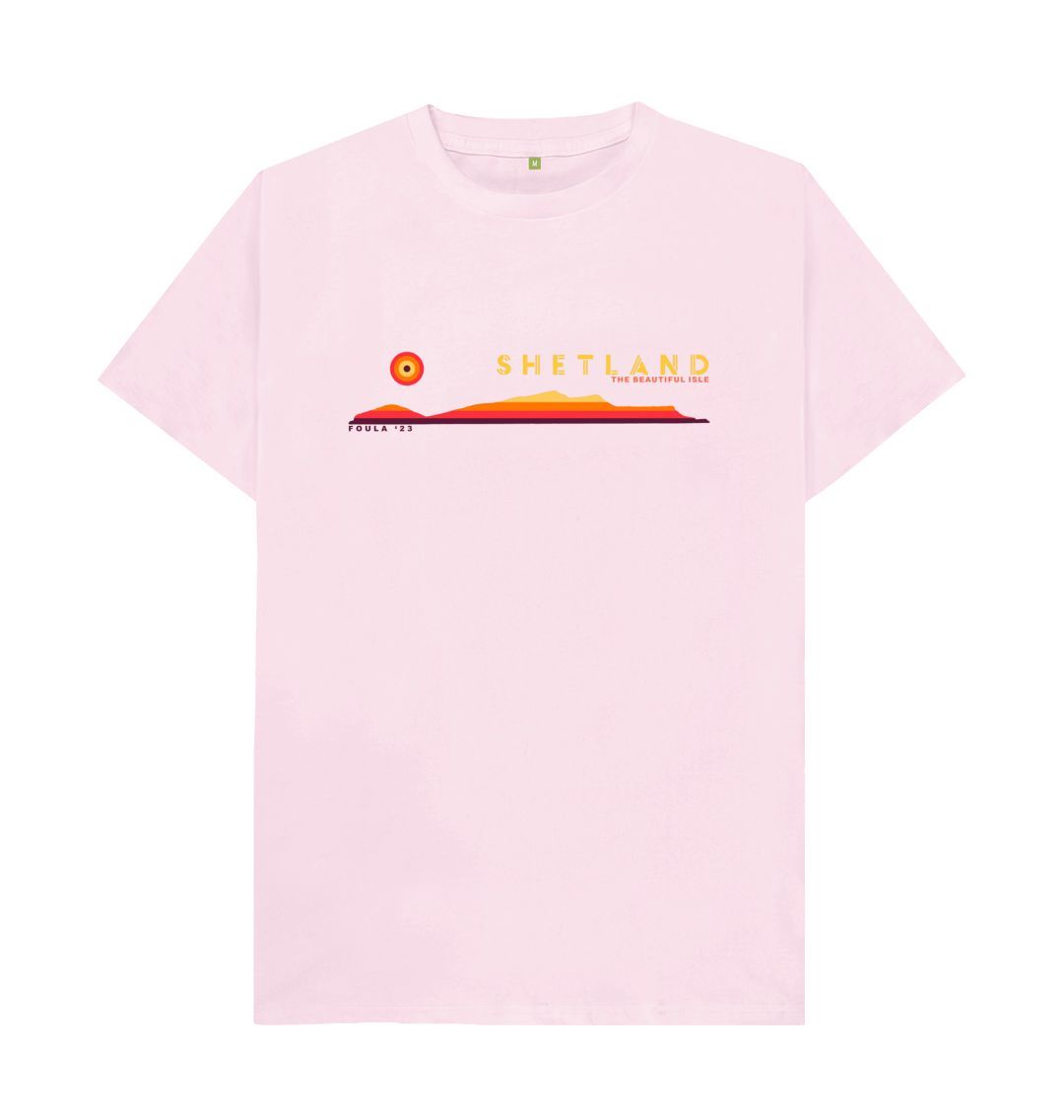 Pink Foula Sunset Mens T-Shirt | Shetland, The Beautiful Isle