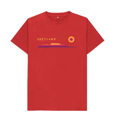 Red Clickimin Broch Sunset Mens T-Shirt | Shetland, The Beautiful Isle