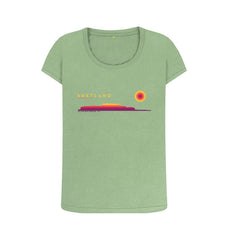 Sage Clickimin Broch Sunset Womans T-shirt | Shetland, The Beautiful Isle