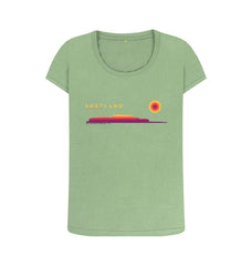 Sage Clickimin Broch Sunset Womans T-shirt | Shetland, The Beautiful Isle