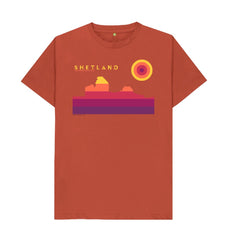 Rust Jarlshof Sunset Mens T-Shirt | Shetland, The Beautiful Isle