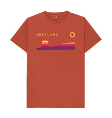 Rust Mousa Broch Sunset mans T-shirt | Shetland, The Beautiful Isle